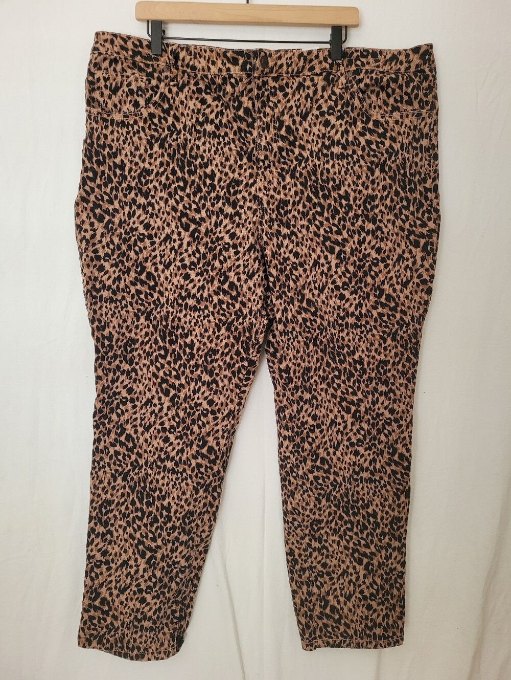 Leopard Denim Jeans Straight Leg Size 22 Animal